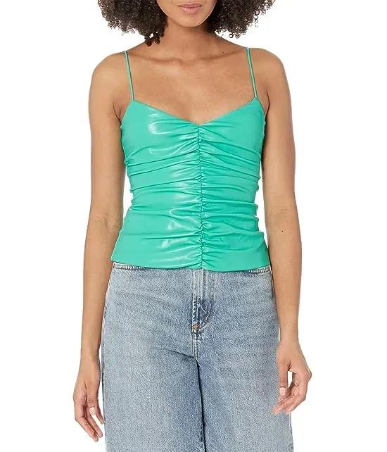 Faux Leather Ruched Cami