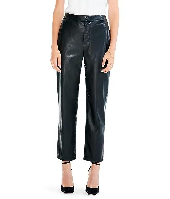 Faux Leather Straight-Leg Trousers
