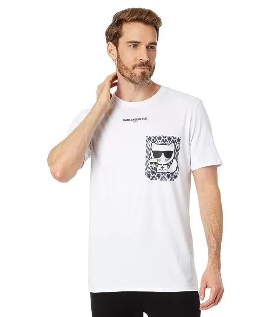 Faux Pocket Choupette Print T-Shirt