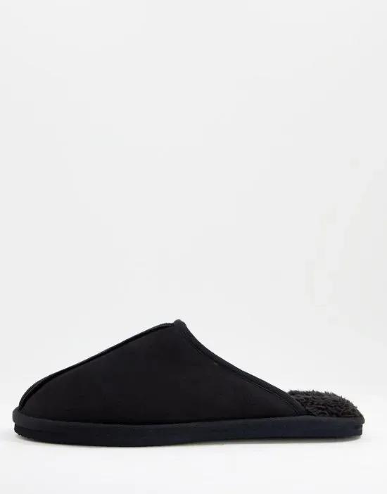 faux-suede slippers in black