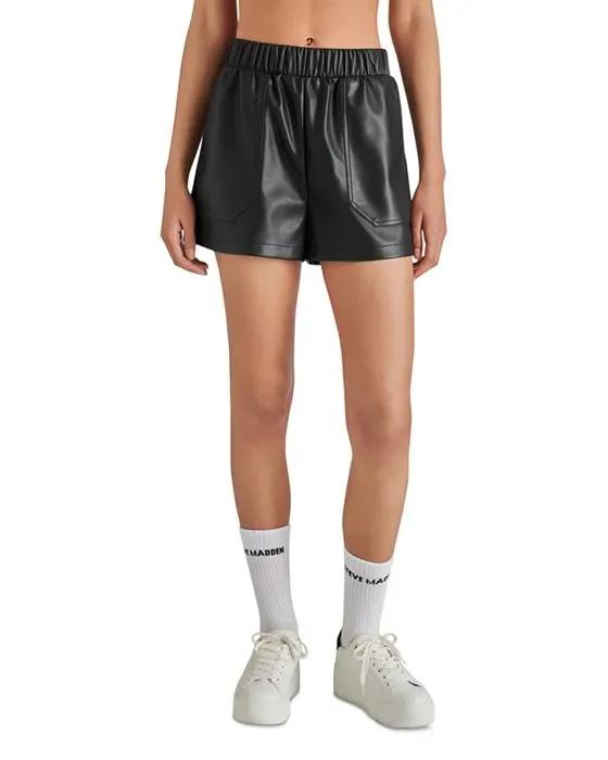 Faux The Record Faux Leather Shorts