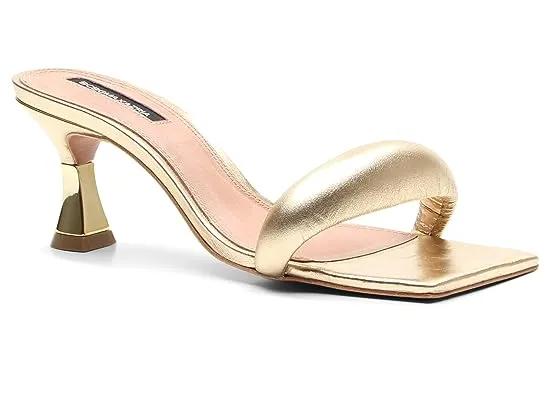 Favari Puffy Leather Sandal with Gold Heel