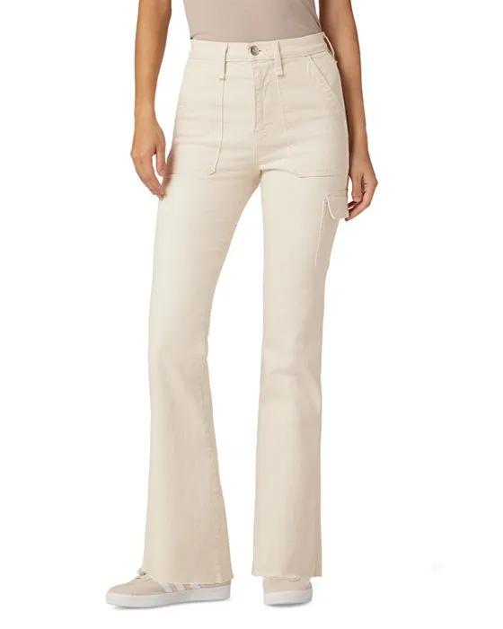 Faye Utility Ultra High Rise Bootcut Jeans in Egret