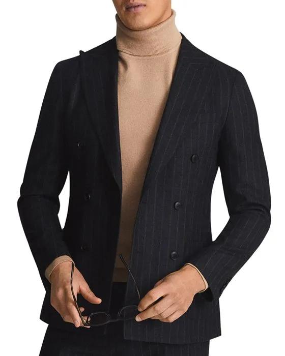 Fenchurch Flannel Pinstripe Slim Fit Double Breasted Suit Jacket