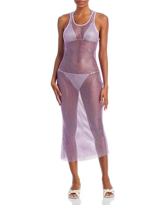 Fergie Crystal Mesh Dress Swim Cover-Up 