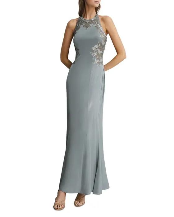Fern Metallic Lace Maxi Dress