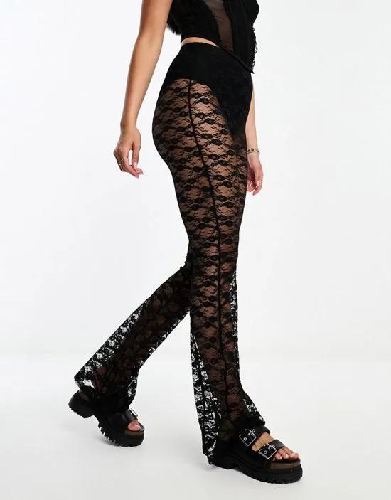 festival lace kickflare pants in black