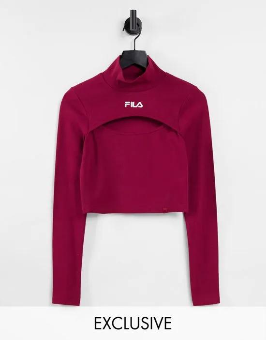 fila ribbed cut out top in red