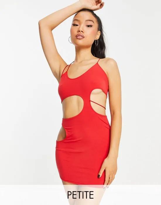 First Distraction The Label Petite cut-out mini dress in red