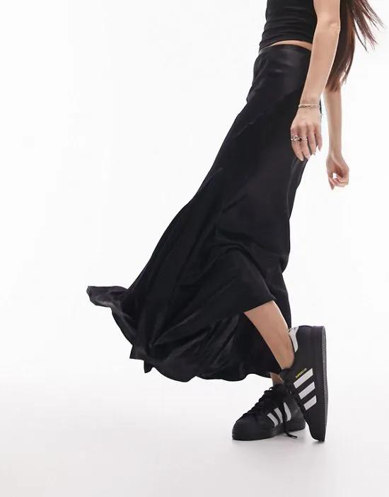 fishtail midi skirt in black