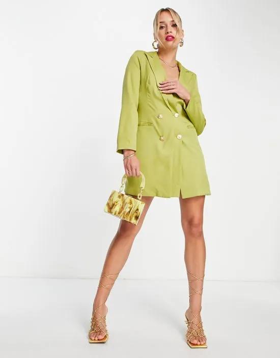 fitted mini blazer dress in olive