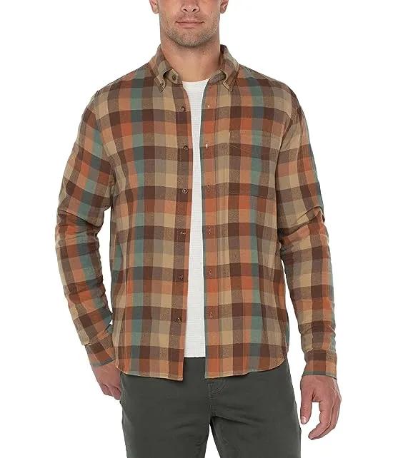 Flannel Shirt with Button Collar