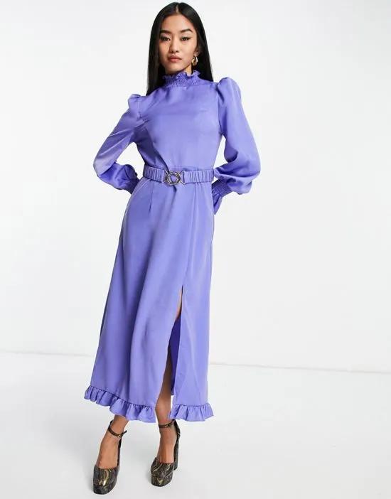 flare sleeve dress in blue