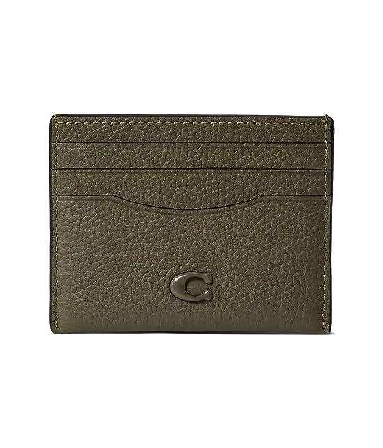 Flat Card Case in Pebble Leather w/ Sculpted C Hardware Branding