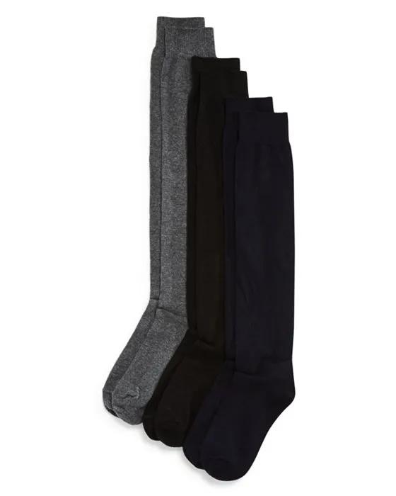 Flat Knit Knee Socks, Set of 3