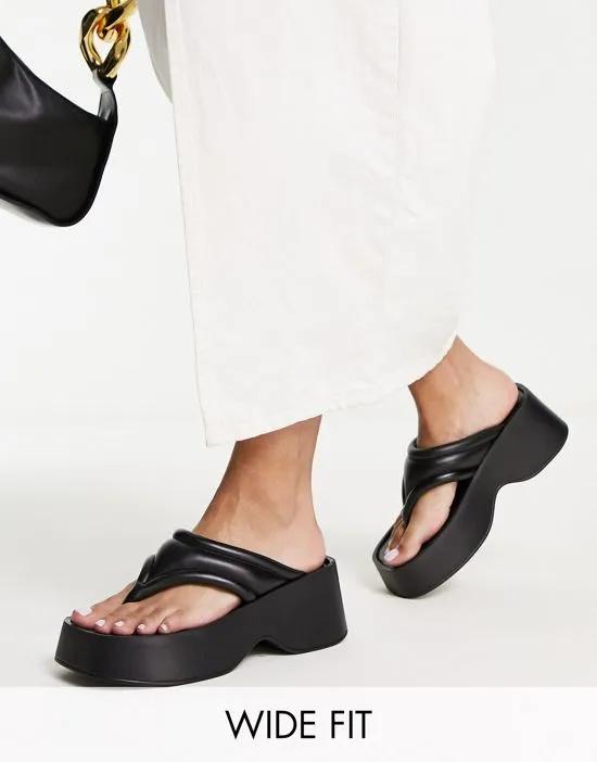 flatform toe thong sandals in black