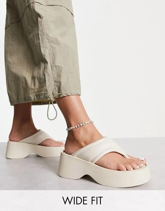 flatform toe thong sandals in cream