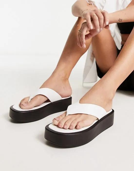 flatform toe thong sandals in white