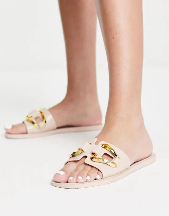 Fleur chain jelly flat sandal in beige