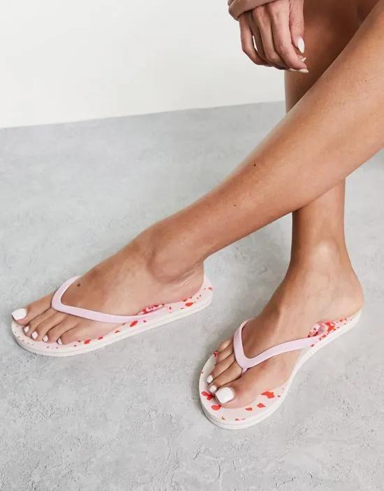 flip flops in white abstract print