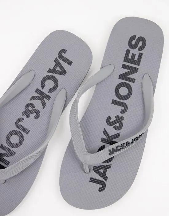 flip flops with logo in gray