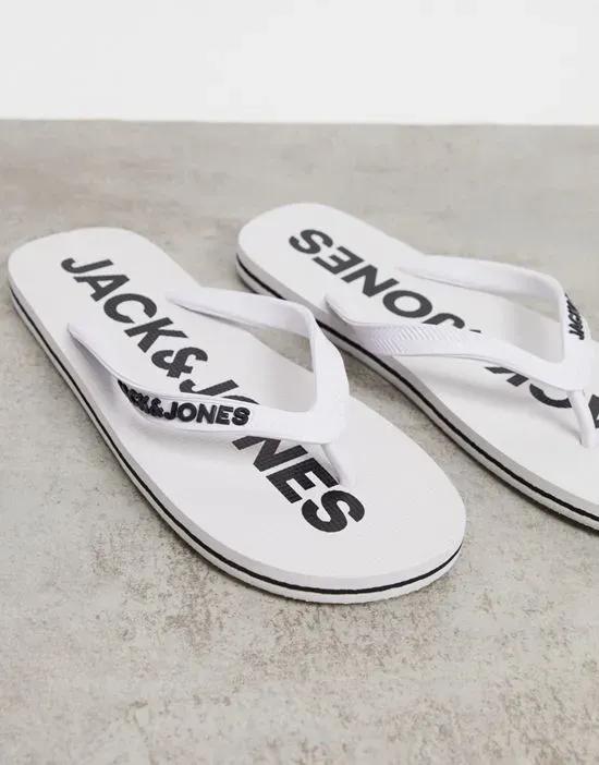 flip flops with logo in white