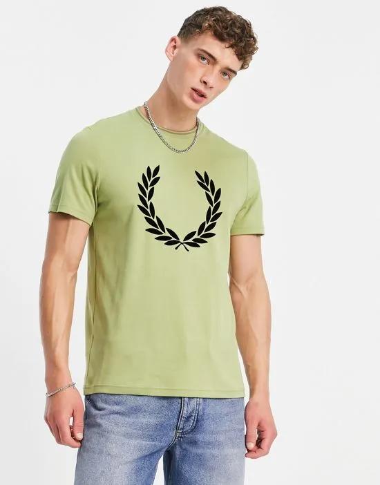 flock laurel wreath T-shirt in green