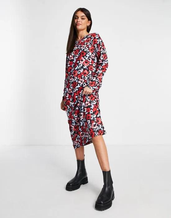floral print dress in red floral