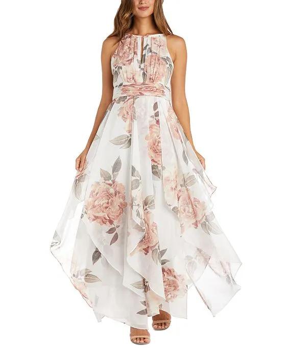 Floral-Print Gown