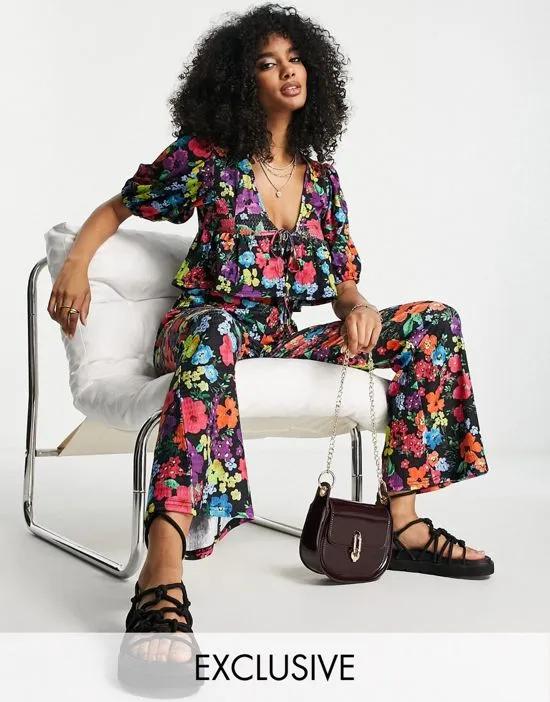 floral print pants in multi - part of a set