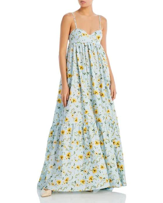 Floral Print Poplin Cutout Back Maxi Dress - 100% Exclusive