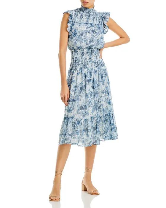 Floral Print Smocked Midi Dress - 100% Exclusive
