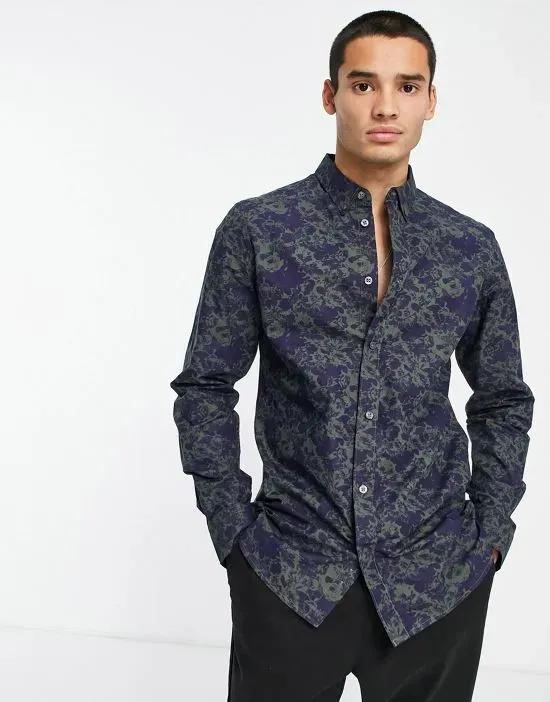 floral shirt in khaki