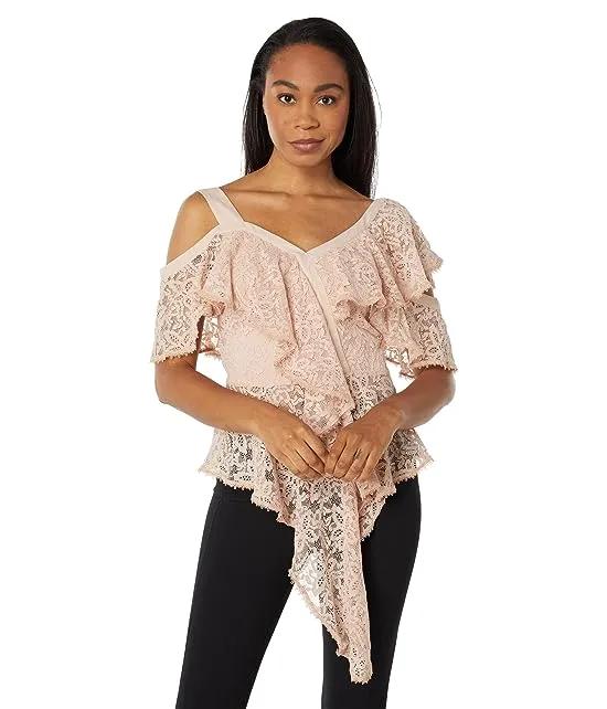 Floral Stretch Lace with Satin Back Crepe Top