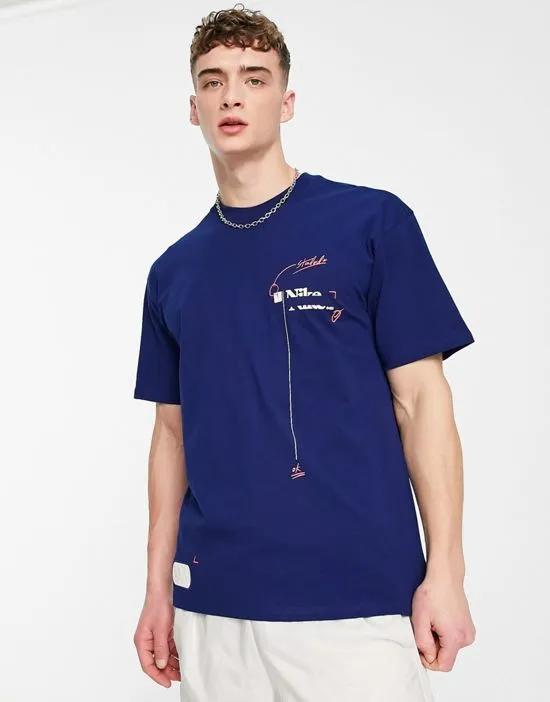 Floratone garment-dyed oversized t-shirt in blue