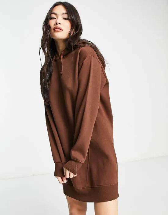 Floyd hoodie mini dress in chocolate brown