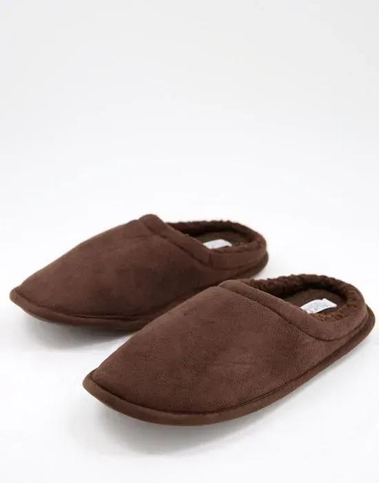 fluffy mule slipper in brown