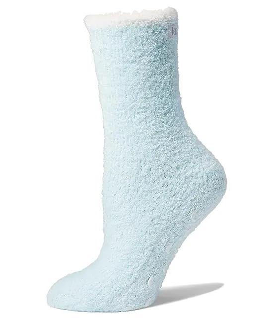 Fluffy Solid Sock with Moon Grippers