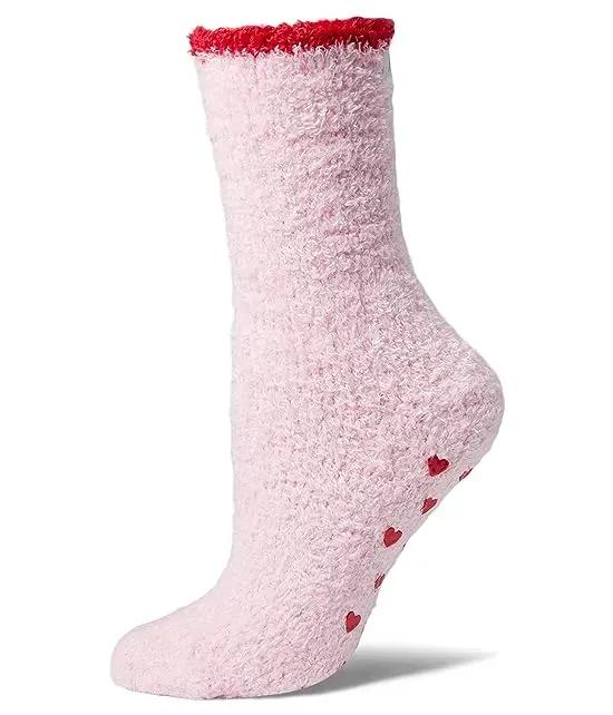 Fluffy Solid Sock with Red Heart Grippers