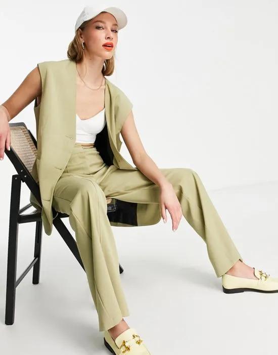 fluid flare pants in sage - part of a set