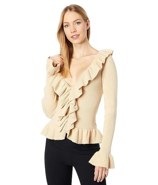 Flutter Ruffle Ribbed Cardigan