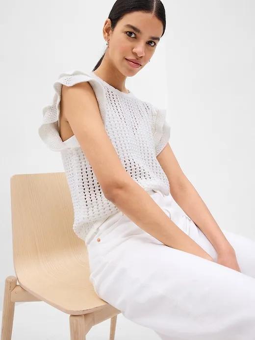 Flutter Sleeve Crochet Sweater