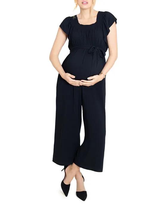 Flutter-Sleeve Maternity Jumpsuit