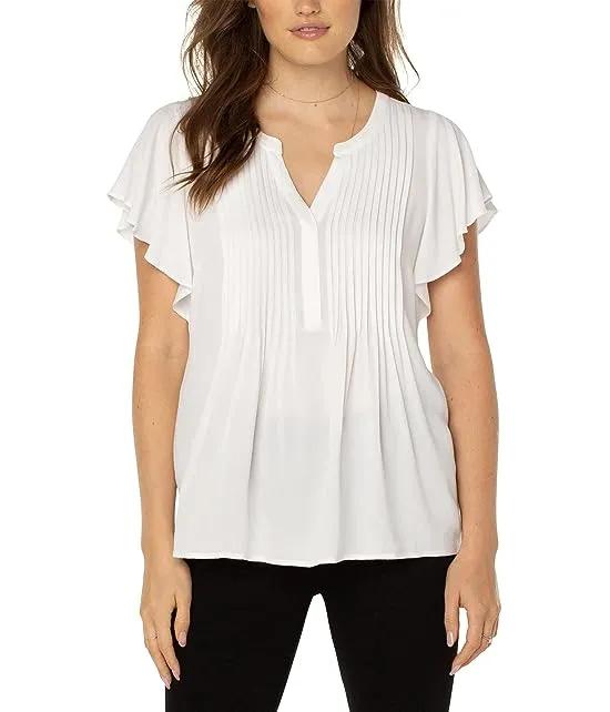 Flutter Sleeve Popover Blouse with Pin Tuck