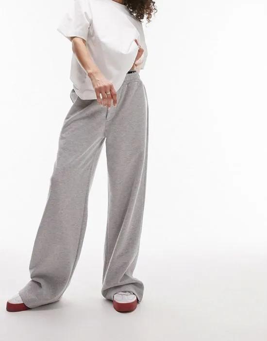 fly detail straight leg sweatpants in heather gray