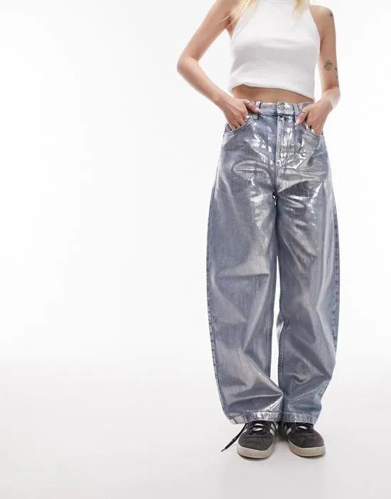 foil baggy jeans in silver