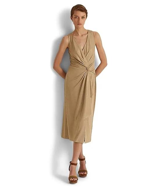 Foil-Print Jersey Sleeveless Cocktail Dress