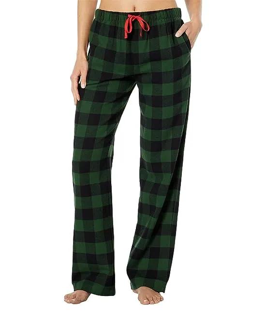 Forest Green Plaid Flannel Pajama Pants