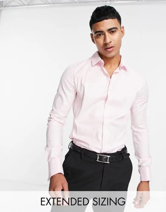 formal royal oxford skinny shirt with double cuff in pink