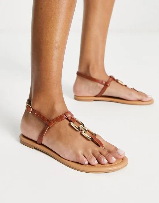 Fortune hardware flat sandal in tan
